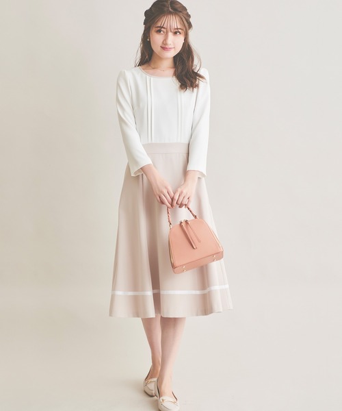 「LAISSE PASSE」 7分袖ワンピース MEDIUM ベージュ レディース_画像2