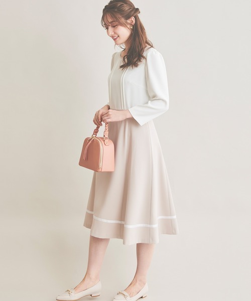 「LAISSE PASSE」 7分袖ワンピース MEDIUM ベージュ レディース_画像3