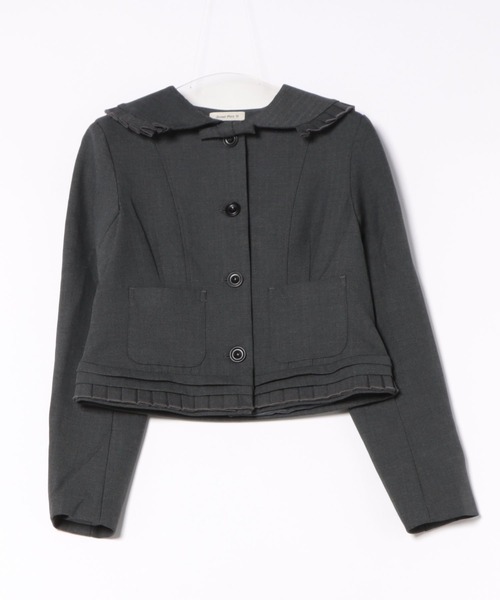 SunsetPark ジャケット テーラードジャケット ラウンドプリーツ