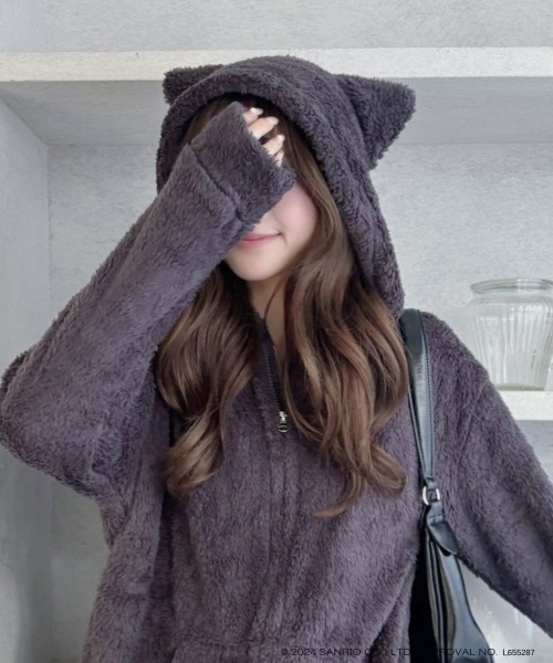 TREOVER パーカー 「HELLO KITTY」猫耳フード付き ボアパーカー