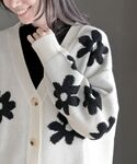 カーディガン フラワージャガードニットカーディ...の詳細画像5