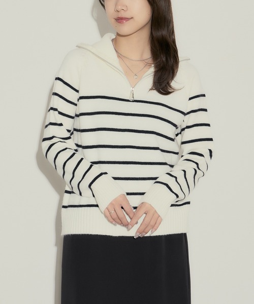 イエナラブークル　TENEROボーダーニットプルオーバー　ホワイト　2020AW IENA LA BOUCLE TENERO ボーダーニットプルオーバー ホワイト 【公式通販】