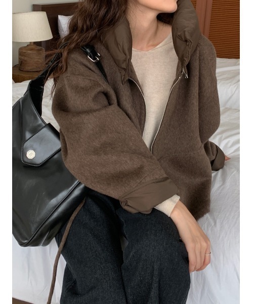 sorule ブルゾン アウター フード付きメルトン風ジップジャケット