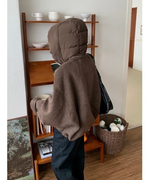 sorule ブルゾン アウター フード付きメルトン風ジップジャケット