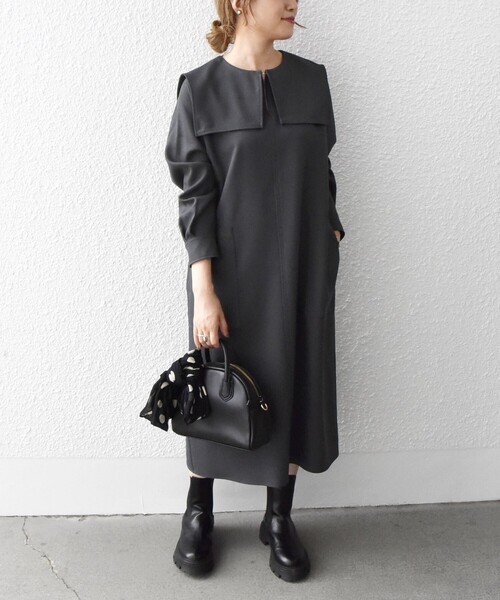 SHIPS any 「SHIPS any」 ニットワンピース ONE SIZE チャコールグレー