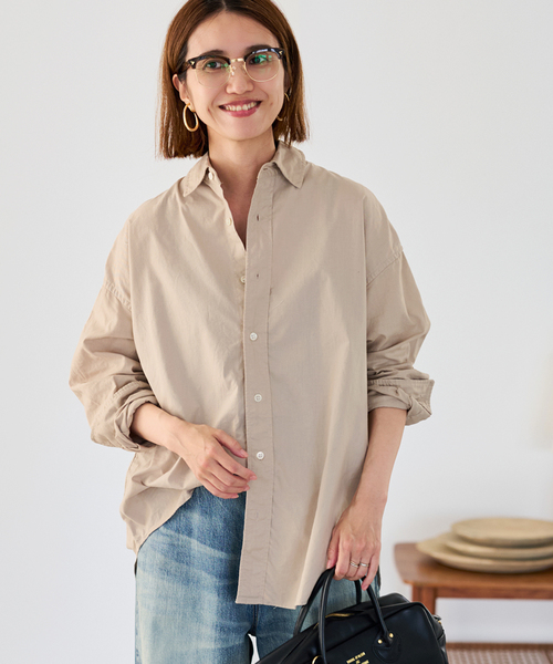 ■新品タグ付/秋FRAMfeWORKフレームワークリヨセル長袖シャツ ベージュ □新品タグ付/秋FRAMfeWORKフレームワークリヨセル長袖シャツ ベージュ