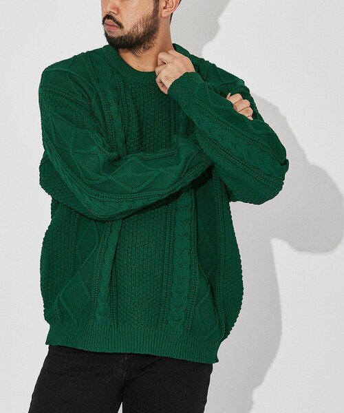 EDIFICE（エディフィス） 長袖ニット SMALL グリーン メンズ