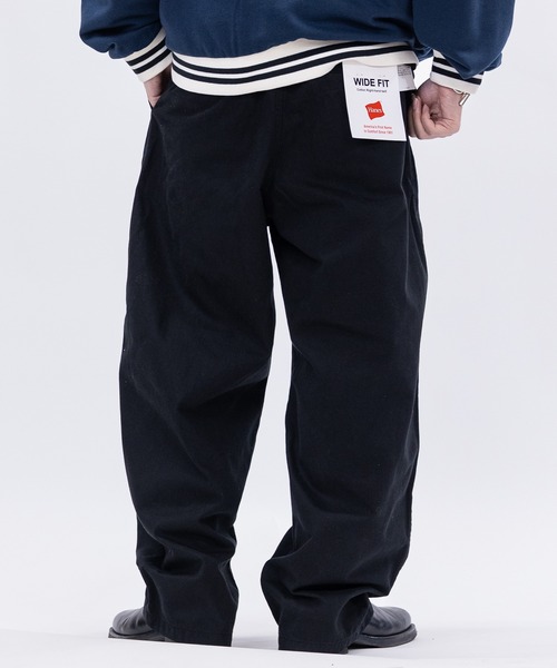90s スリータック フェード ブラック ワイド チノパンツ コットン Hanes（ヘインズ） チノパン 「3」「HANES/ヘインズ」ワイドフィット
