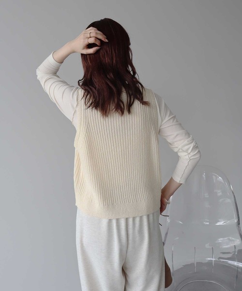 エムズグレィシー❤️ニットベスト CLEA ベスト ジレ シャギーVネックニットベスト レディース : ZOZOTOWN