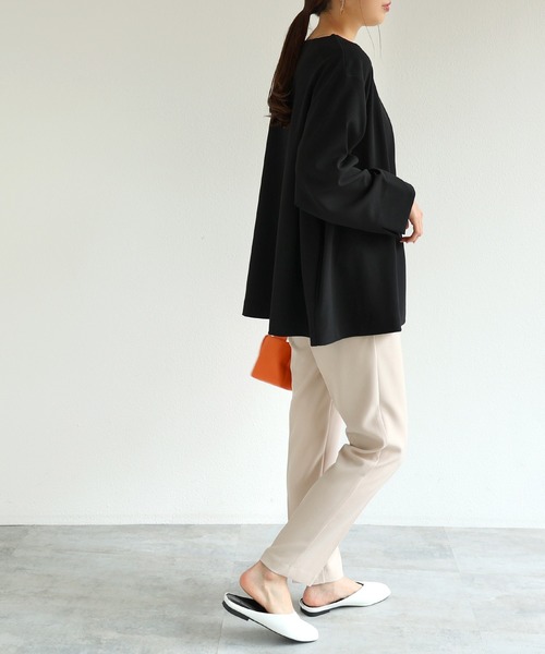 「andme」 ノーカラージャケット M グレイッシュベージュ レディース_画像4