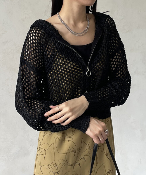 「Thevon」 ニットカーディガン FREE チャコールグレー レディース_画像5