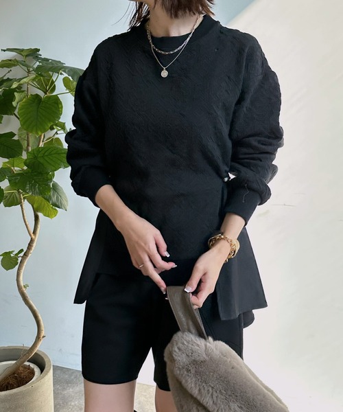 「DouDou」 長袖カットソー FREE オフホワイト レディース_画像3