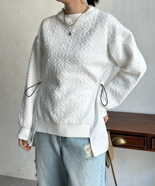 「DouDou」 長袖カットソー FREE オフホワイト レディース_画像8