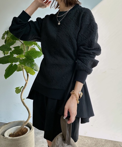 「DouDou」 長袖カットソー FREE オフホワイト レディース_画像9