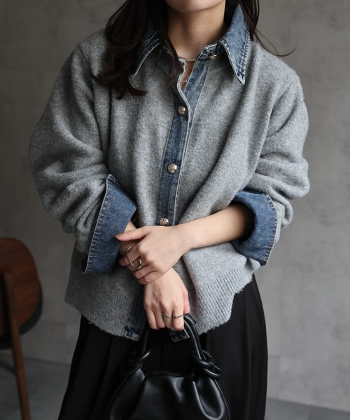 「ap retro」 ニットカーディガン FREE グレー レディース_画像2