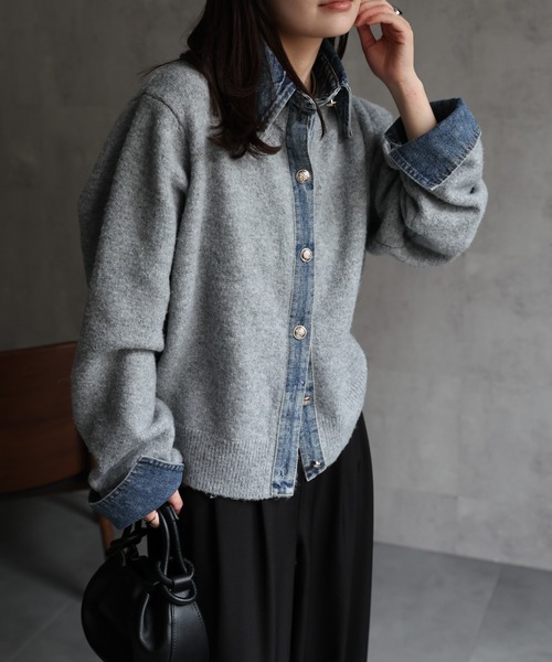 「ap retro」 ニットカーディガン FREE グレー レディース_画像4