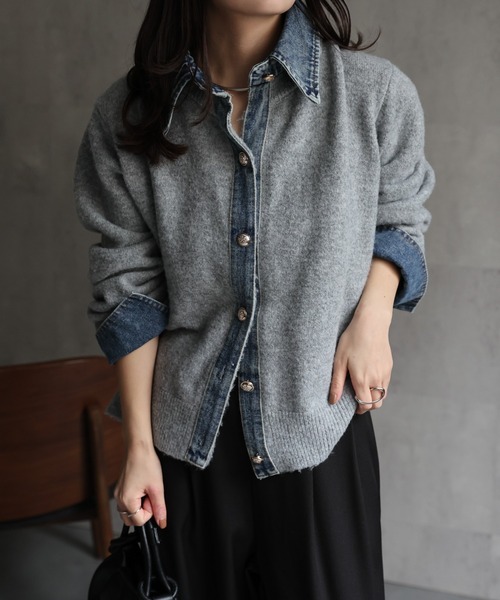 「ap retro」 ニットカーディガン FREE グレー レディース_画像5