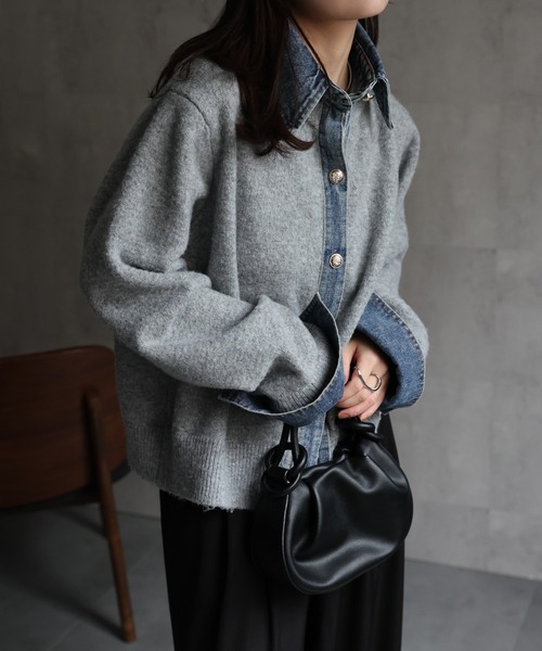 「ap retro」 ニットカーディガン FREE グレー レディース_画像9