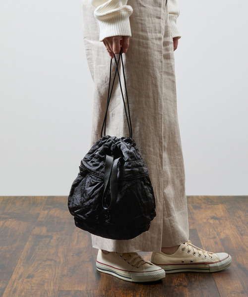 スロウ　ビームス　巾着　バッグ SLOW トートバッグ スロウ / dyed nylon-medical poach bag- 製品染