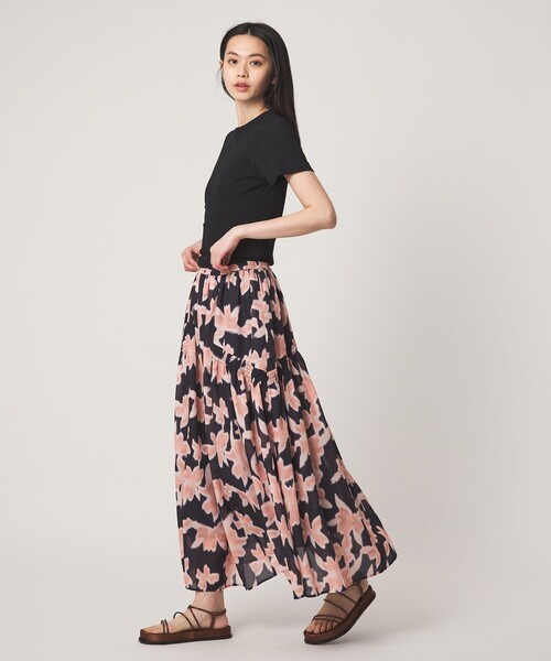 スカート 「EMMEL REFINES」EM ボカシ フラワー フレアスカートの画像