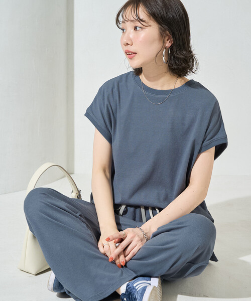 tシャツ 限定展開　ハイツイスト フレンチ スリーブ セットアップ(Tシャツ・ワイドパンツ) レディースの画像