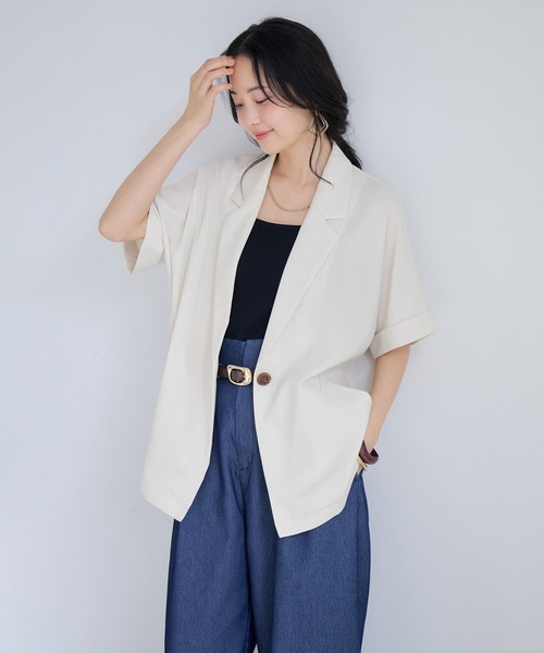 ジャケット テーラードジャケット Light Airyシングルドルマンサマージャケット/UVケア・接触冷感・吸水速乾 レディースの画像
