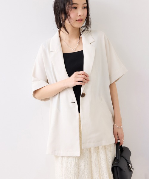 ジャケット テーラードジャケット Light Airyシングルドルマンサマージャケット/UVケア・接触冷感・吸水速乾 レディースの画像