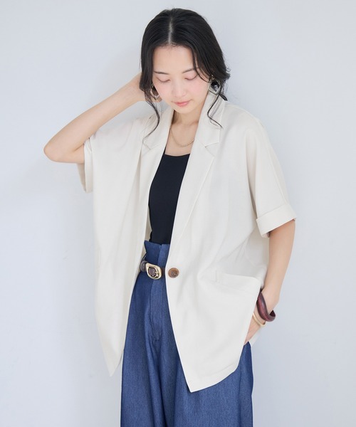 ジャケット テーラードジャケット Light Airyシングルドルマンサマージャケット/UVケア・接触冷感・吸水速乾 レディースの画像