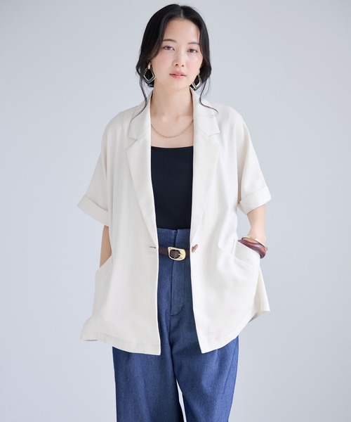 ジャケット テーラードジャケット Light Airyシングルドルマンサマージャケット/UVケア・接触冷感・吸水速乾 レディースの画像