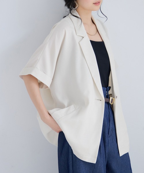 ジャケット テーラードジャケット Light Airyシングルドルマンサマージャケット/UVケア・接触冷感・吸水速乾 レディースの画像