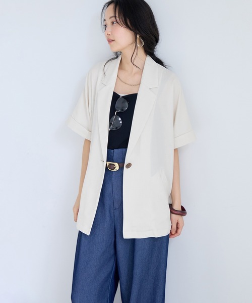ジャケット テーラードジャケット Light Airyシングルドルマンサマージャケット/UVケア・接触冷感・吸水速乾 レディースの画像