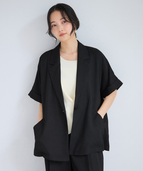 ジャケット テーラードジャケット Light Airyシングルドルマンサマージャケット/UVケア・接触冷感・吸水速乾 レディースの画像