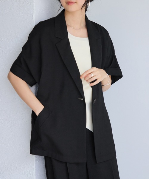 ジャケット テーラードジャケット Light Airyシングルドルマンサマージャケット/UVケア・接触冷感・吸水速乾 レディースの画像
