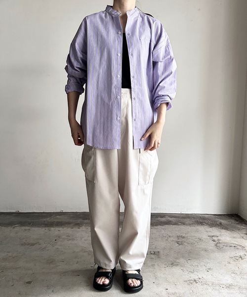 「COMMON WARE」 長袖ブラウス X-LARGE サックスブルー レディース_画像8