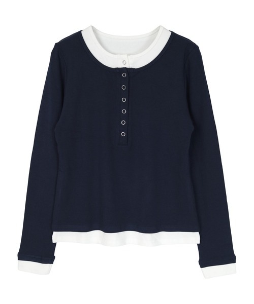 「miette」 長袖カットソー L ネイビー レディース_画像5