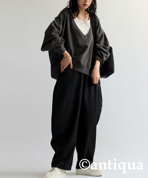 「antiqua」 イージーパンツ FREE グレー レディース_画像4