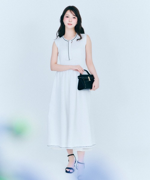 CELFORD 【洗える】ノースリボウタイニットワンピース CELFORD（セルフォード） ワンピース 「洗える」ノースリボウタイ