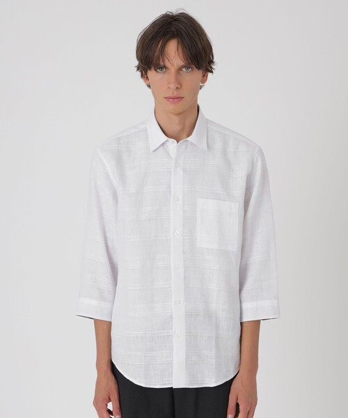 新品 BURBERRY BLACK LABEL 7分袖 リネン100% シャツ BLACK LABEL CRESTBRIDGE（ブラックレーベル クレストブリッジ） 七分