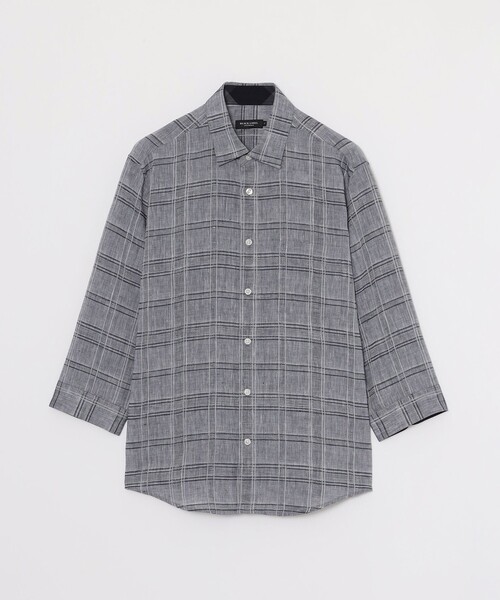 美品 ブラックレーベルクレストブリッジ チェック 長袖 シャツ リネン混 LL BLACK LABEL CRESTBRIDGE（ブラックレーベル クレストブリッジ） 七分