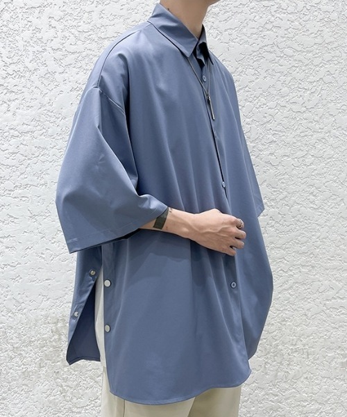 「CREARE -LINO-」 7分袖シャツ LARGE ライトブルー メンズ_画像2