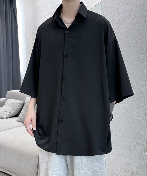 「CREARE -LINO-」 7分袖シャツ LARGE ライトブルー メンズ_画像3