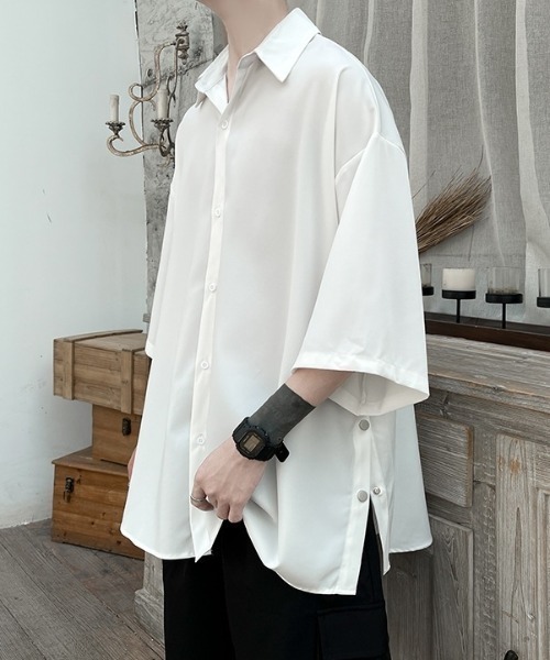 「CREARE -LINO-」 7分袖シャツ LARGE ライトブルー メンズ_画像4