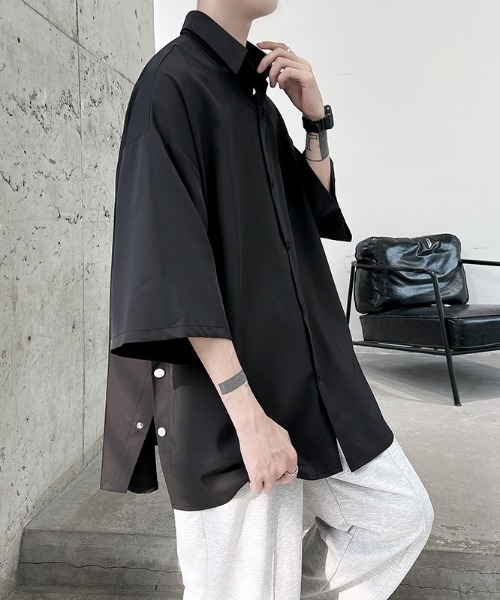 「CREARE -LINO-」 7分袖シャツ LARGE ライトブルー メンズ_画像6