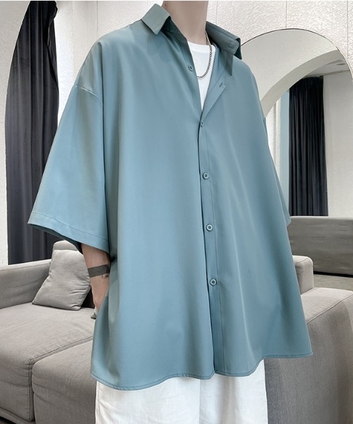 「CREARE -LINO-」 7分袖シャツ LARGE ライトブルー メンズ_画像9