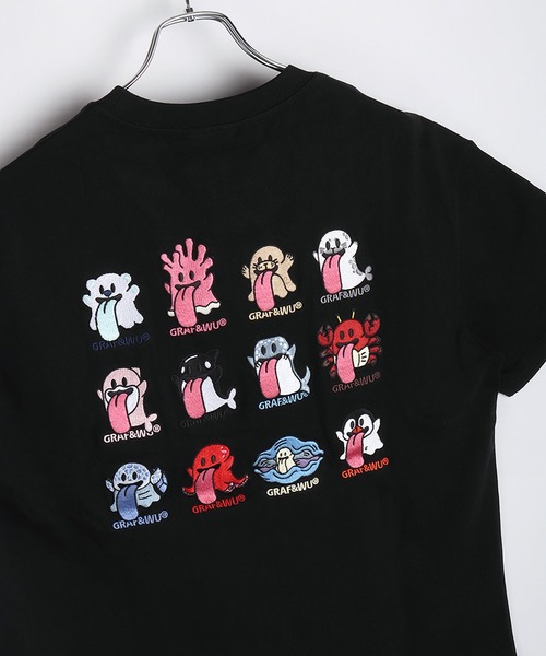 GRAF＆WU 刺繍 Tシャツ GRAF＆WU（グラフアンドウー） tシャツ 12ベロ ゴーストキャラクター