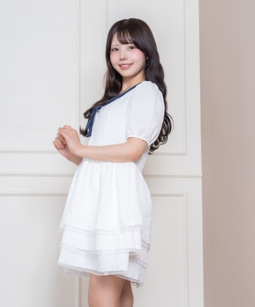 Mejoul ワンピース 夏 半袖 「2026春夏新作」マリンセーラーカラー