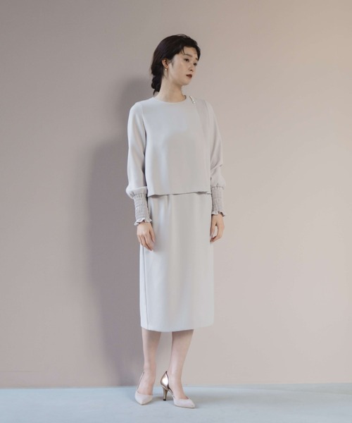 「kaene」 長袖ワンピース 34 ベージュ レディース_画像2