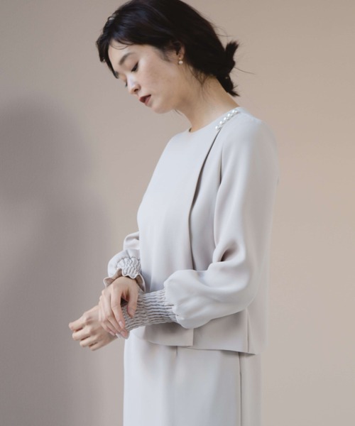 「kaene」 長袖ワンピース 34 ベージュ レディース_画像3