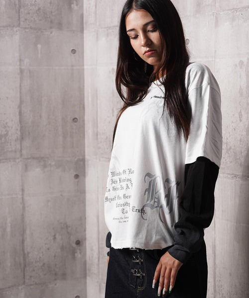 【希少】トライバルオーバーサイズレイヤードロンT tシャツ トライバル柄 レイヤードロンTee / Tribal Graphic Layered