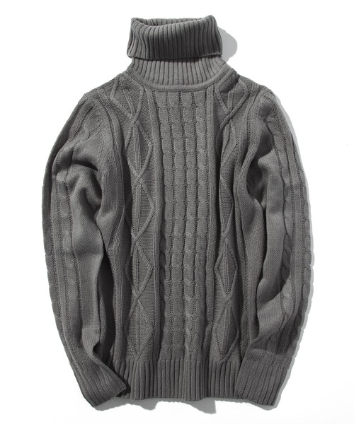 THISIS セーター ニット アラン編み タートルネックセーター メンズ